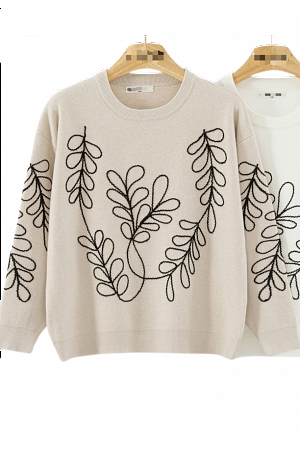 FINSTICKAD TRÖJA MED BRODERAD KVIST – MIXAT PACK