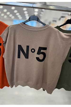 ÄRM LÖS SLIPOVER MED TRYCK "N°5"