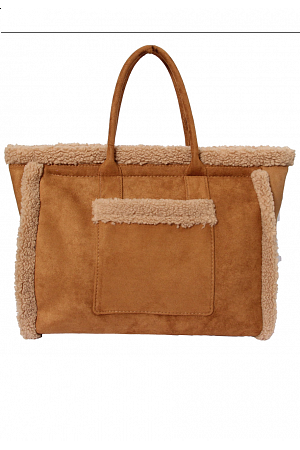 MJUK SHOPPER-VÄSKA MED FUSKFÅRPÄLS