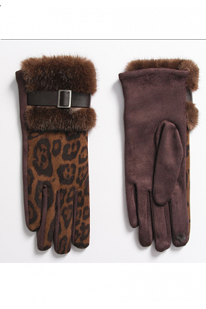 ELEGANTA HANDSKAR MED LEOMÖNSTER OCH FUSKPÄLS