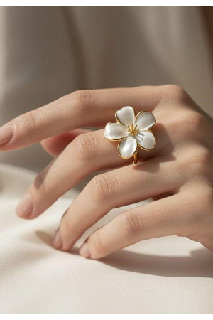 JUSTERBAR BLOMSTER-RING I ROSTFRITT STÅL