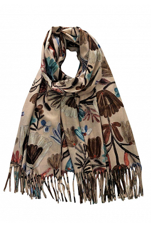 FÄRGSTARK BLOMSCARF MED FRANSAR