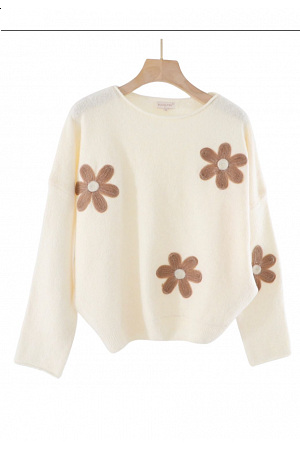 STICKAD TRÖJA MED BLOMMOR – MIXAT PACK