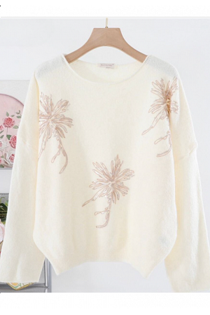 STICKAD TRÖJA MED PALJETTBLOMMOR – MIXAT PACK