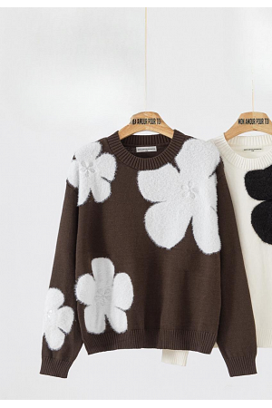 STICKAD TRÖJA MED STORA BLOMMOR MIXAT PACK