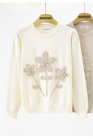 STICKAD TRÖJA MED GLITTRIGT BLOMMÖNSTER MIXAT PACK