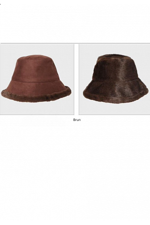BUCKETHATT I FUSKPÄLS & MOCKAEFFEKT VÄNDBAR