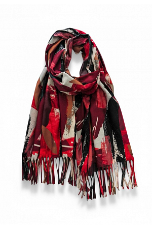 HALSDUK MED ABSTRAKT MÖNSTER OCH FRANSAR