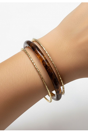 3-PACK BANGLE I GULD & SKÖLDPADDSMÖNSTER