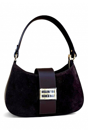 SUEDEVÄSKA MED METALLSPÄNNE