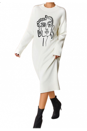 STICKAD KLÄNNING MED GRAFISKT ANSIKTE - MIXAT PACK