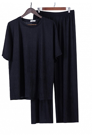 RIBBSTICKAT LOUNGESET – T-SHIRT & BYXA