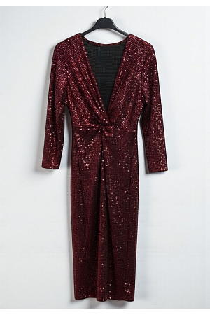 LÅNG PALJETTKLÄNNING MED DRAPERING