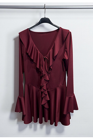 KORT KLÄNNING/TUNIKA MED VOLANGER OCH KLOCKÄRMAR