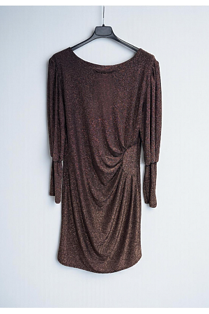 GLITTRIG KLÄNNING MED DRAPERING OCH PUFFÄRMAR