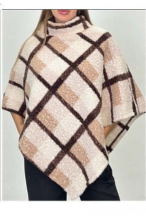 RUTIG PONCHOTOPP MED POLOKRAGE