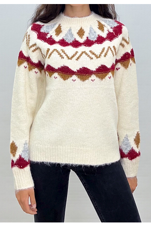 STICKAD MÖNSTRAD TRÖJA MED DETALJER