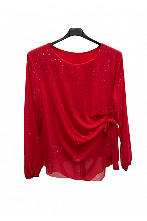 CHIFFONBLUS MED DRAPERING OCH GLITTERFLAGOR