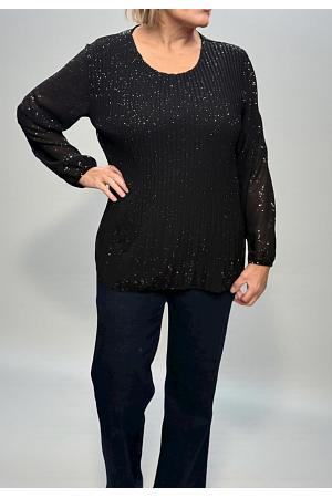 PLISSERAD CHIFFONBLUS MED GLITTER