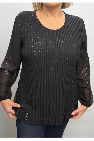 PLISSERAD CHIFFONBLUS MED GLITTER