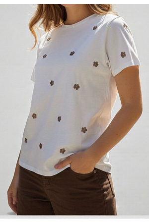 T-SHIRT MED BRODERADE BLOMMOR MIXAT PACK