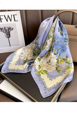 FLORAL SATINLOOK SCARF, MÅLERISK BLOMMÖNSTER