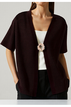 KORTÄRMAD CARDIGAN MED BROSCH MIXAT PACK