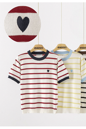 RANDIG TRÖJA MED BRODERAT HJÄRTA MIXAT PACK