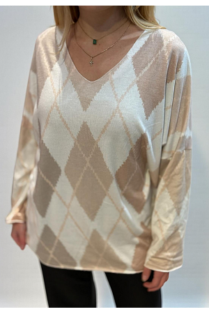 OMTYCKT TRÖJA MED SNYGGT RUTMÖNSTER