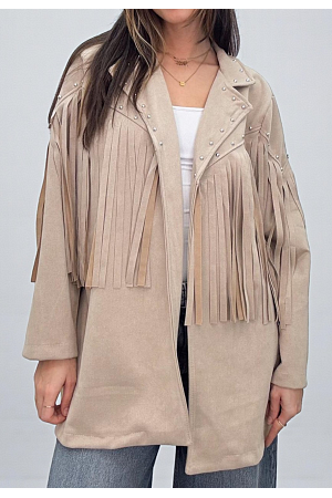 JACKA MED FRANSAR OCH NITDETALJER