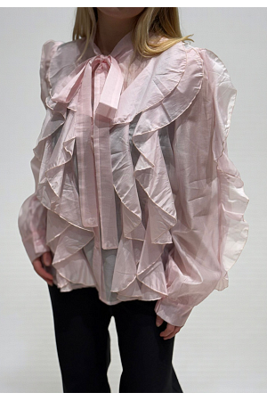 Volangblus med glans och knyt