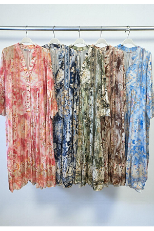 MÖNSTRAD SKJORTKLÄNNING – LÅNG MODELL