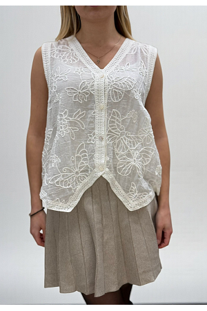 BRODERAD VÄST I BOMULL