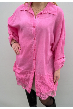 OVERSIZE-SKJORTA MED SPETS