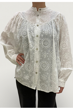 BRODERAD BOMULLS BLUS