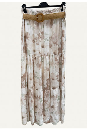 FLORAL KJOL MED BÄLTE