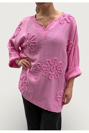 BÄCKEBÖLJA-TUNIKA MED 3D-BLOMMOR