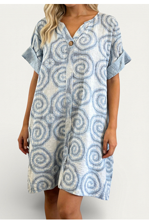 FIN MÖNSTRAD BOMULLSKLÄNNING