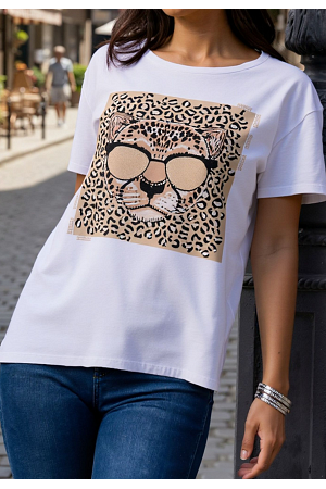T-SHIRT MED LEOPARDTRYCK (mixat pack)