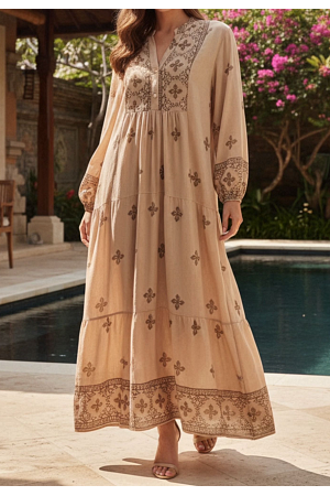 LÅNG MÖNSTRAD MAXIKLÄNNING (mixat pack)