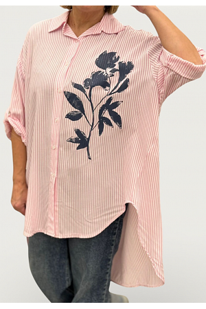 RANDIG OVERSIZE SKJORTA MED BLOMTRYCK