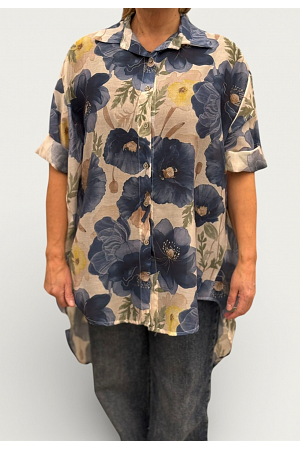 SKIR BLOMMIG OVERSIZE-SKJORTA I TENCEL