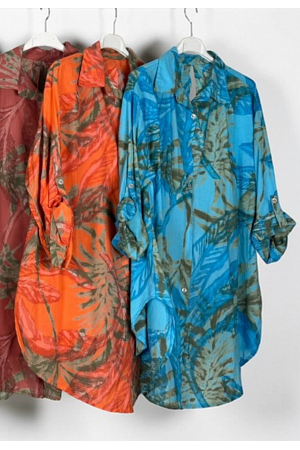 PALMBLADSMÖNSTRAD SKJORTA