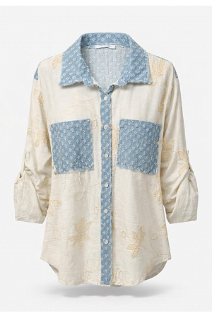 SKJORTA MED DENIMDETALJER