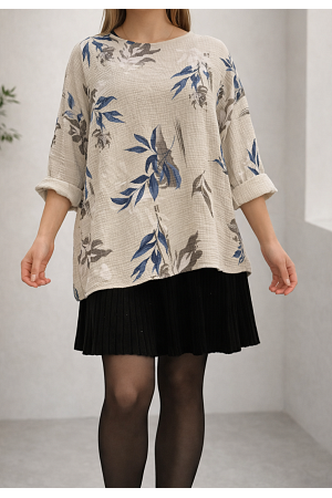 BLOMMIG BOMULLSTUNIKA I BÄCKEBÖLJA