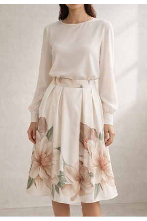 ELEGANT BLOMMIG VECKAD KJOL