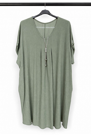 VISKOSKLÄNNING MED HALSBAND & FICKOR