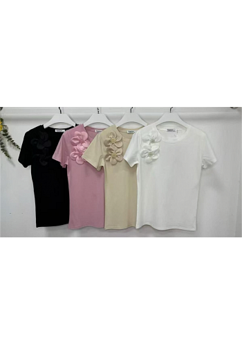 T-SHIRT MED DEKORATIVA BLOMMOR – MIXAT PACK 2