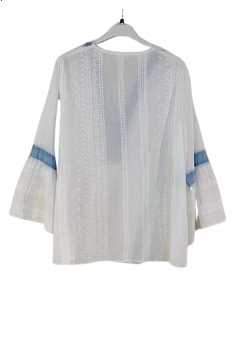 V-RINGAD BLUS MED DENIM-DETALJER 2