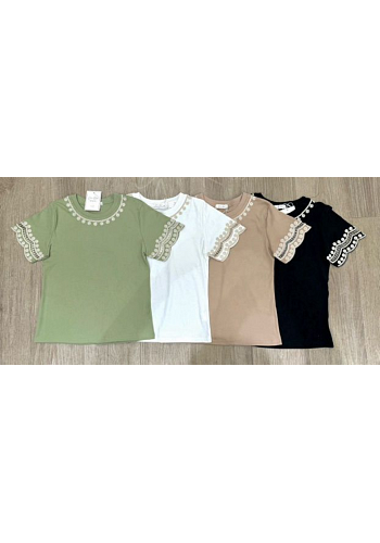 T-SHIRT MED BRODERAD KANT - MIXAT PACK 2